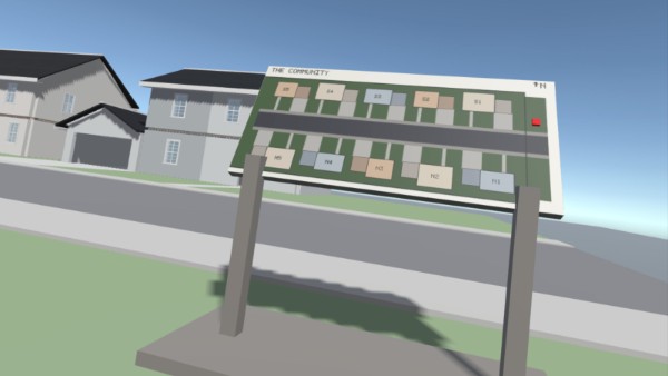 A map board at the entrance to the community showing the street and the ten house plots